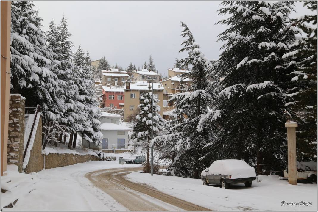 Konya’nın karla kaplı ilçesinden kartpostallık kareler 14